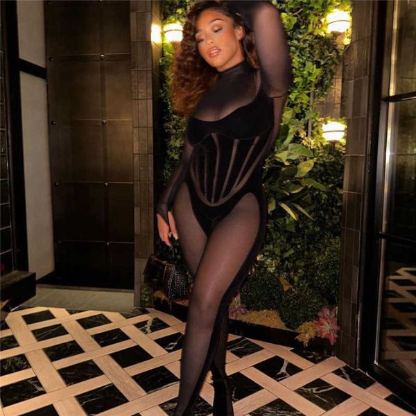 women's pants capris wind 2022 autumn women's new mesh perspective contrast color stitching tight long-sleeved jumpsuit women t230, Black;white
women's pants capris wind 2022 autumn women's new mesh perspective contrast color stitching tight long-sleeved jumpsuit women t230, Black;white
