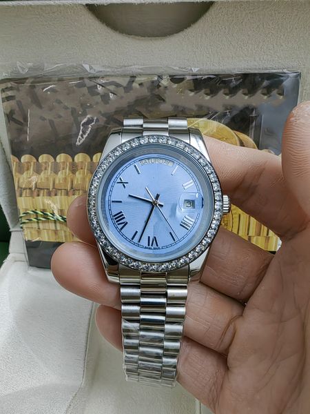 with original box men watch factory platinum 41mm day-date ice blue arabic rare dial automatic fashion roman numerals women watch folding 28, Slivery;golden
with original box men watch factory platinum 41mm day-date ice blue arabic rare dial automatic fashion roman numerals women watch folding 28, Slivery;golden