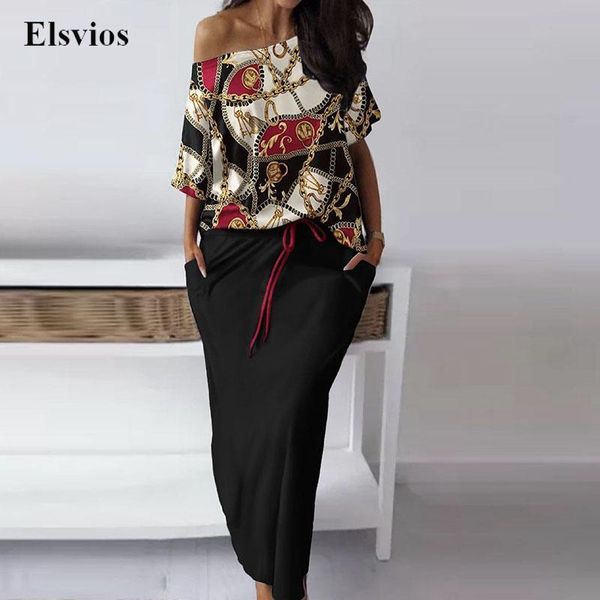 two piece dress casual chain print t shirt outfits off shoulder short sleeve long skirt suit fashion two piece women set streetwear 230209, White
two piece dress casual chain print t shirt outfits off shoulder short sleeve long skirt suit fashion two piece women set streetwear 230209, White