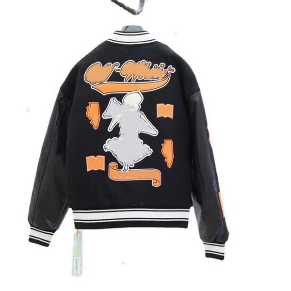 offs spring and autumn jacket new ow skull decal coat wool tweed spliced leather sleeves heavy industry embroidery baseball jacket wholesale, Black;brown
offs spring and autumn jacket new ow skull decal coat wool tweed spliced leather sleeves heavy industry embroidery baseball jacket wholesale, Black;brown