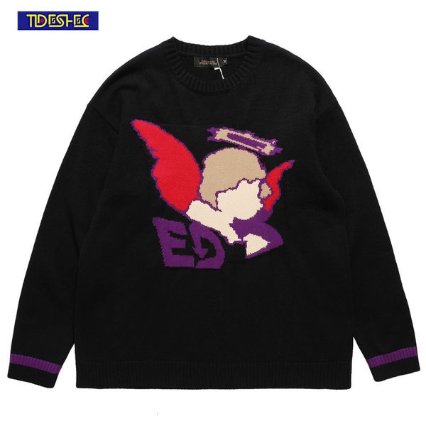 men's sweaters shec hip streetwear men angel printed knitted vintage hip hop pullover winter 230209, White;black
men's sweaters shec hip streetwear men angel printed knitted vintage hip hop pullover winter 230209, White;black