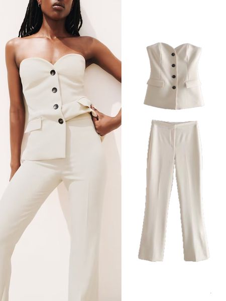 womens two piece pants tfmln 2pcs ladies solid blazer sets pretty strapless single breasted slit straight trousers basic zipper 230209, White
womens two piece pants tfmln 2pcs ladies solid blazer sets pretty strapless single breasted slit straight trousers basic zipper 230209, White