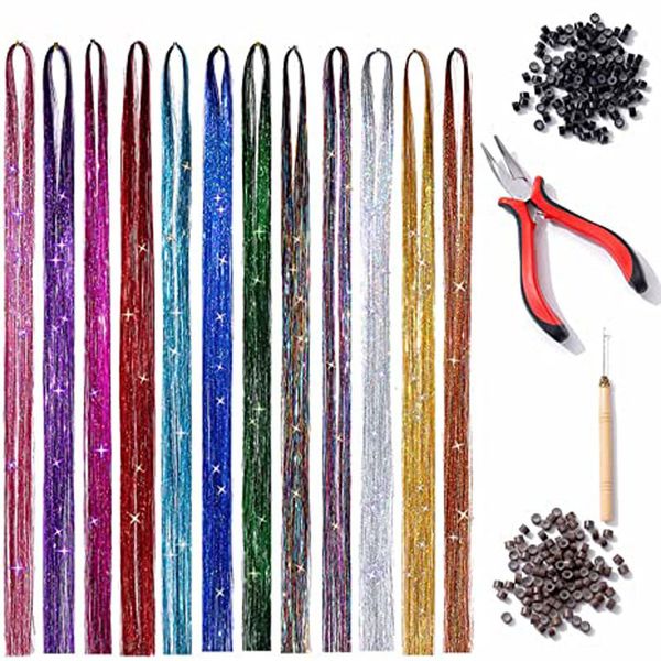 synthetic s 47 inches 12 colors hair tinsel kit strands with tools s for women girls braiding sparkle shiny 230210, Black
synthetic s 47 inches 12 colors hair tinsel kit strands with tools s for women girls braiding sparkle shiny 230210, Black