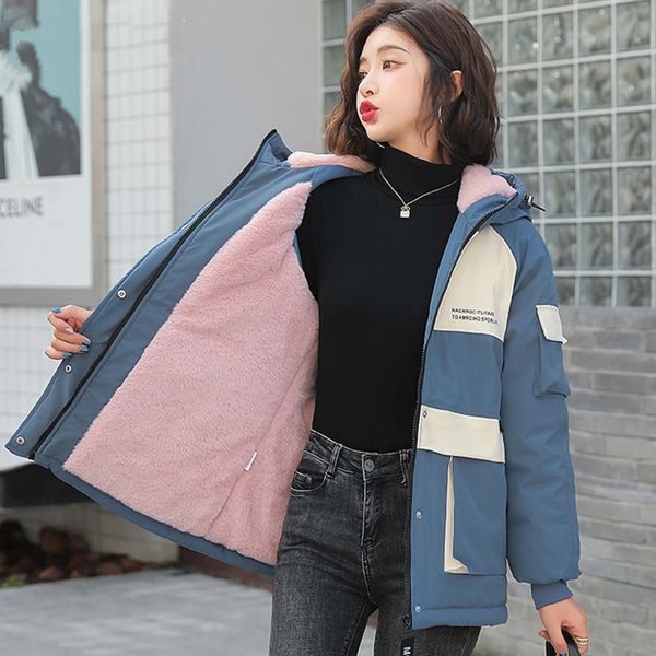 women's down parkas dtstarzg hooded thick warm cotton liner winter jacket contrast letter print coat female outwear clothing 230210, Black
women's down parkas dtstarzg hooded thick warm cotton liner winter jacket contrast letter print coat female outwear clothing 230210, Black
