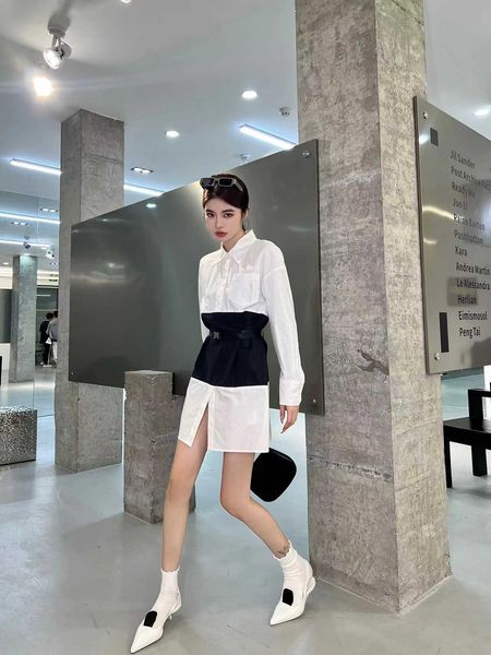 brand casual early autumn new functional style classic triangle color contrast splice shirt dress, Black;gray
brand casual early autumn new functional style classic triangle color contrast splice shirt dress, Black;gray