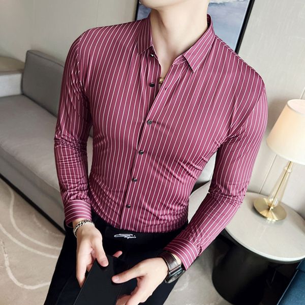 men's casual shirts high elasticity seamless shirt men autumn long sleeve striped slim fit mens business social party dress 230209, White;black
men's casual shirts high elasticity seamless shirt men autumn long sleeve striped slim fit mens business social party dress 230209, White;black