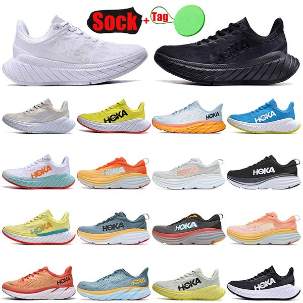 hoka one one bondi 8 running shoes clifton 8 carbon x 2 black white training designer sneakers designer women men summer orange amber yellow, White;red