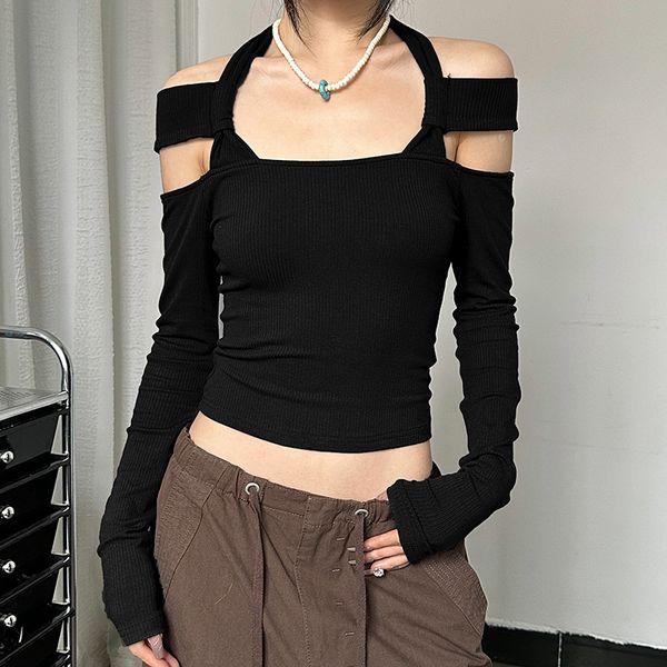 women's t-shirt hanging neck long sleeve t-shirt hollow design slim crop girl bottoming shirt 2023 fashion, White
women's t-shirt hanging neck long sleeve t-shirt hollow design slim crop girl bottoming shirt 2023 fashion, White