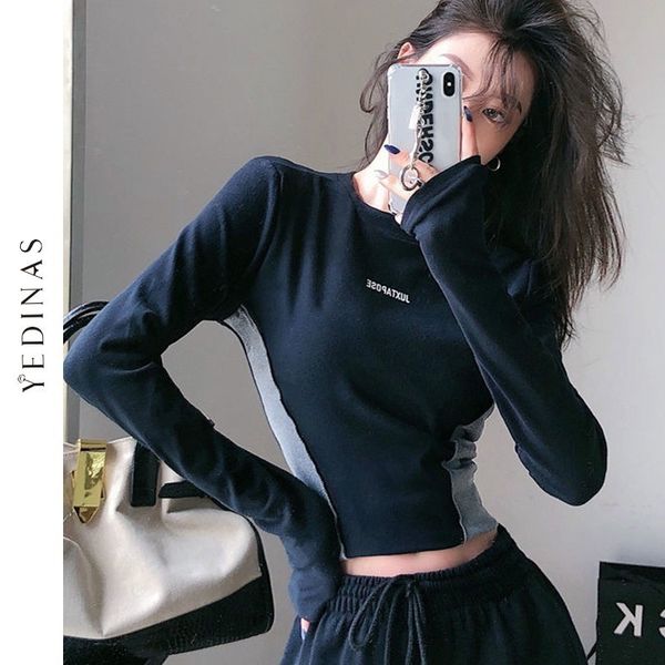 women's t-shirt yedinas patchwork t shirt for women streetwear gothic long sleeve crop y2k slim hip hop tee shirt femme korean autumn 2, White
women's t-shirt yedinas patchwork t shirt for women streetwear gothic long sleeve crop y2k slim hip hop tee shirt femme korean autumn 2, White