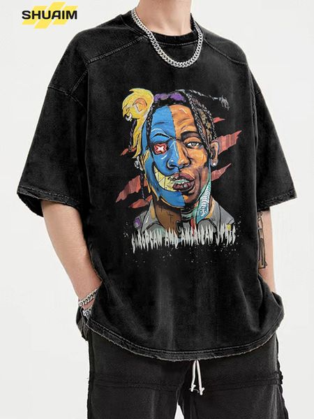 men's tshirts streetwear hip hop portrait digital printing summer washed tshirt oversize tees harajuku short sleeve tshirt 230209, White;black
men's tshirts streetwear hip hop portrait digital printing summer washed tshirt oversize tees harajuku short sleeve tshirt 230209, White;black