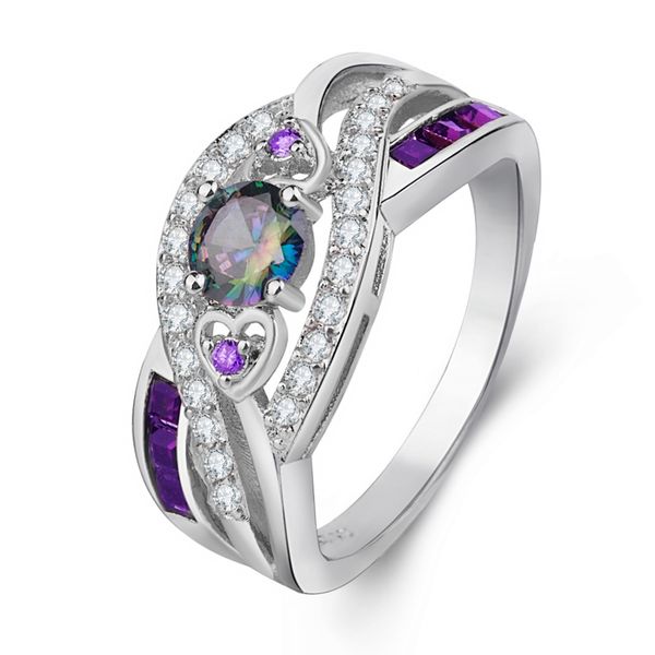 heart amethyst ring rainbow color 3a zircon white gold-plated silver ring, Golden;silver
heart amethyst ring rainbow color 3a zircon white gold-plated silver ring, Golden;silver