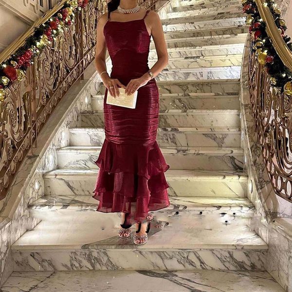 sumnus burgundy mermaid arabic evening dresses with jacket spaghetti straps chiffon elegant promparty gowns ankle length, Black;red
sumnus burgundy mermaid arabic evening dresses with jacket spaghetti straps chiffon elegant promparty gowns ankle length, Black;red