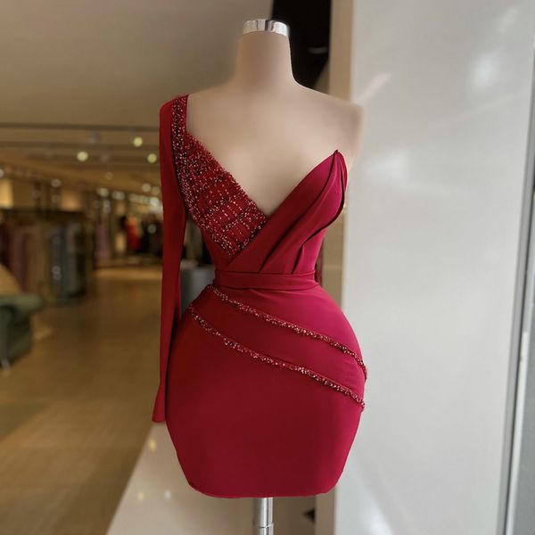 runway dresses satin cocktail dresses burgundy v-neck beading luxury evening dress one-shoulder pleat long sleeves mini sheath prom gowns 23, Black
runway dresses satin cocktail dresses burgundy v-neck beading luxury evening dress one-shoulder pleat long sleeves mini sheath prom gowns 23, Black