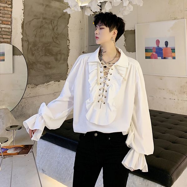 men's casual shirts fashion ruffles party men bandage long sleeve vintage retro medieval gothic chic man blouses camisas hombre 230209, White;black
men's casual shirts fashion ruffles party men bandage long sleeve vintage retro medieval gothic chic man blouses camisas hombre 230209, White;black