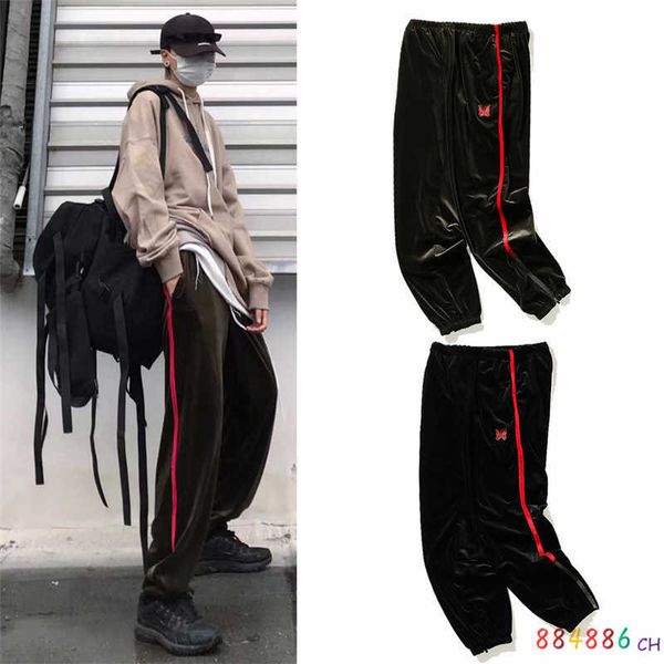 men's pants needles sweatpants men women butterfly embroidery high street ribbon velvet pants sports leisure simple versatile trousers, Black
men's pants needles sweatpants men women butterfly embroidery high street ribbon velvet pants sports leisure simple versatile trousers, Black