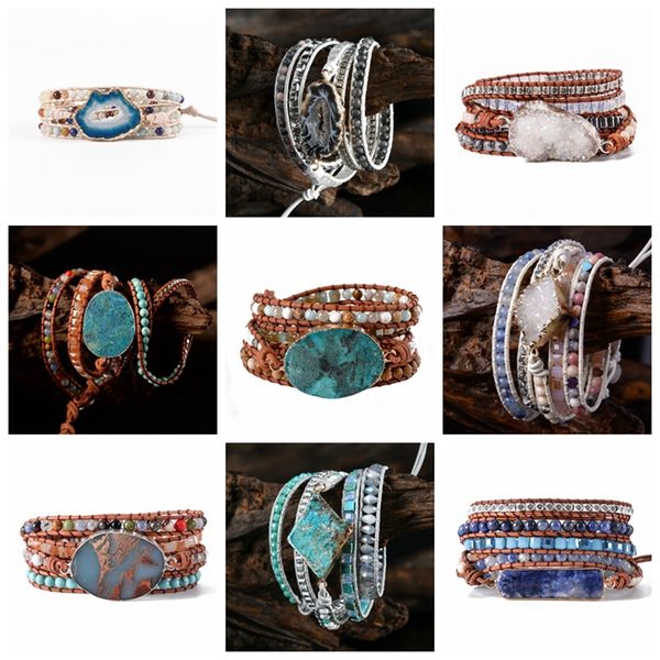 charm bracelets unique mix strands leather bracelet multicolor natural stone woven wrap bracelets bohemian bracelet drops hipping 230209, Golden;silver
charm bracelets unique mix strands leather bracelet multicolor natural stone woven wrap bracelets bohemian bracelet drops hipping 230209, Golden;silver