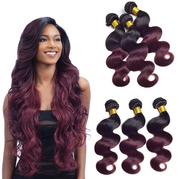 10a peruvian remy hair bundles bodywave 1 bundle ombre t1b 99j, Black
10a peruvian remy hair bundles bodywave 1 bundle ombre t1b 99j, Black
