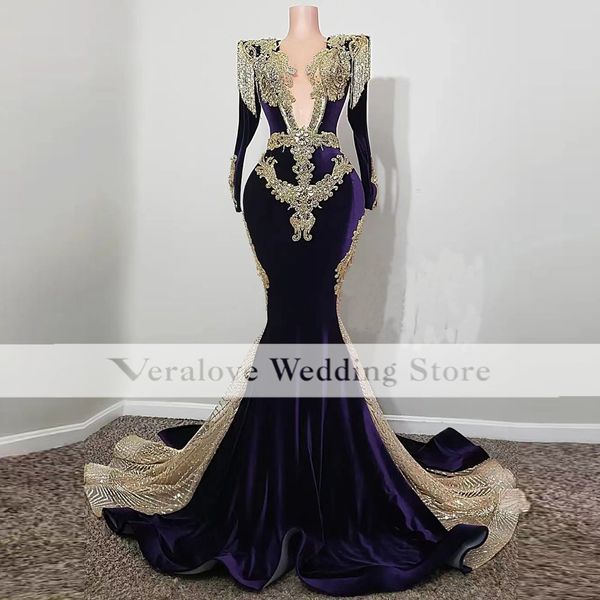 african purple velvet mermaid prom dress long sleeves 2023 gold sparkly gala birthday party gowns robes de soiree, Black
african purple velvet mermaid prom dress long sleeves 2023 gold sparkly gala birthday party gowns robes de soiree, Black