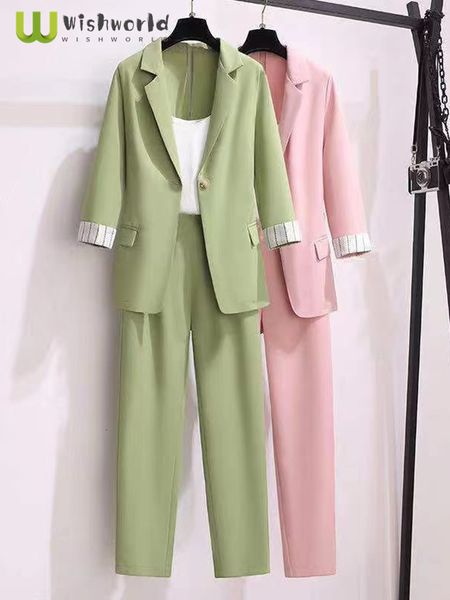womens two piece pants spring korean elegant womens suit female blazer leisure pants tweed jacket three piece set 230209, White
womens two piece pants spring korean elegant womens suit female blazer leisure pants tweed jacket three piece set 230209, White