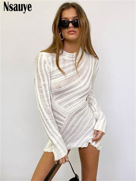 casual dresses nsauye summer autumn knitted striped pullover see through long sleeve mini wrap club hollow out 230209, Black;gray
casual dresses nsauye summer autumn knitted striped pullover see through long sleeve mini wrap club hollow out 230209, Black;gray