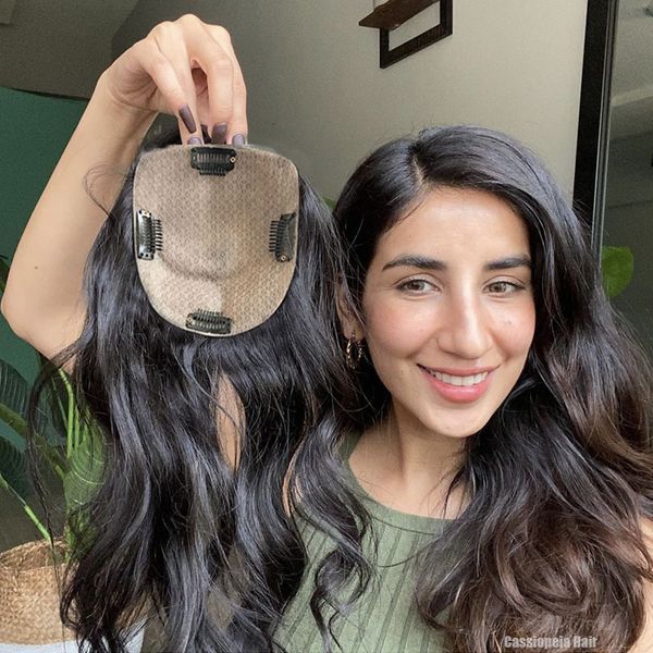 synthetic s virgin human hair women toupee hairpiece wavy15x16cm silk base er natural scalp clips in middle part 1022'' 230210, Black 
synthetic s virgin human hair women toupee hairpiece wavy15x16cm silk base er natural scalp clips in middle part 1022'' 230210, Black