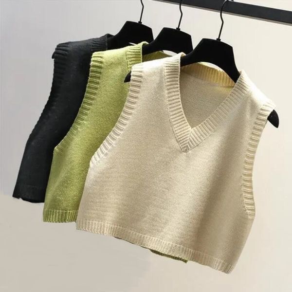 women's vests autumn korean short knitted sweater sleeveless solid color casual vest ladies v-neck pullover tank waistcoat 230210, Black;white
women's vests autumn korean short knitted sweater sleeveless solid color casual vest ladies v-neck pullover tank waistcoat 230210, Black;white