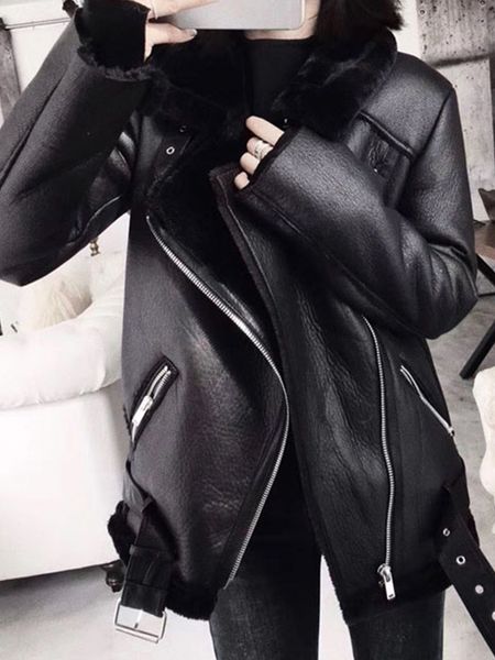 womens leather faux aigo winter coat thick fur sheepskin coat female jacket casaco feminino 230209, Black
womens leather faux aigo winter coat thick fur sheepskin coat female jacket casaco feminino 230209, Black