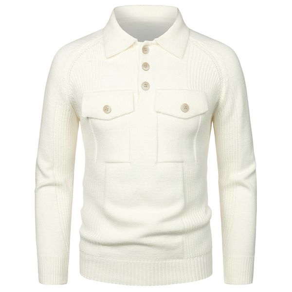 men's sweaters pocket decorative lapel tooling with shoulder sleeve slim fit 230209, White;black
men's sweaters pocket decorative lapel tooling with shoulder sleeve slim fit 230209, White;black