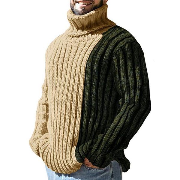 men's sweaters y2k autumn winter solid color casual stitching long sleeve turtleneck small elastic slim shape 230210, White;black
men's sweaters y2k autumn winter solid color casual stitching long sleeve turtleneck small elastic slim shape 230210, White;black