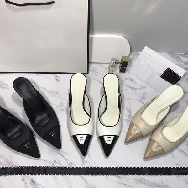 designer color matching closed toe high-heeled slides slippers women luxury leather pattern outdoor high heel fashion sandals lady elegant s, Black
designer color matching closed toe high-heeled slides slippers women luxury leather pattern outdoor high heel fashion sandals lady elegant s, Black
