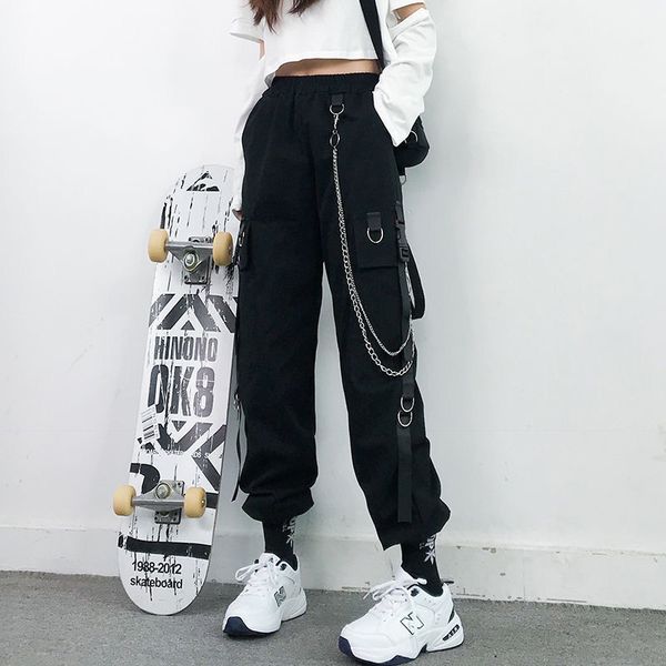 women's pants capris women cargo harem fashion punk pockets jogger trousers with chain harajuku elastics high waist streetwear 230210, Black;white
women's pants capris women cargo harem fashion punk pockets jogger trousers with chain harajuku elastics high waist streetwear 230210, Black;white