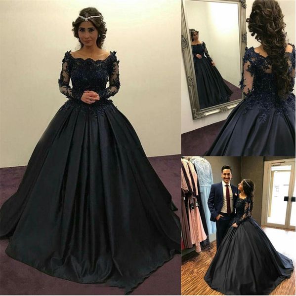 new prom party gown woman lady girl formal applique evening dresses a line long sleeve scoop satin black custom
new prom party gown woman lady girl formal applique evening dresses a line long sleeve scoop satin black custom