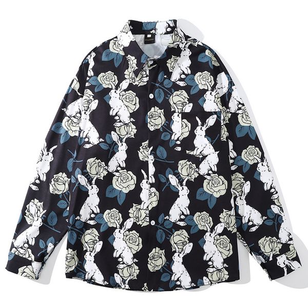 men's casual shirts rabbit rose print hawaii summer male harajuku button streetwear long sleeve oversize blouse camisa masculina 230210, White;black
men's casual shirts rabbit rose print hawaii summer male harajuku button streetwear long sleeve oversize blouse camisa masculina 230210, White;black