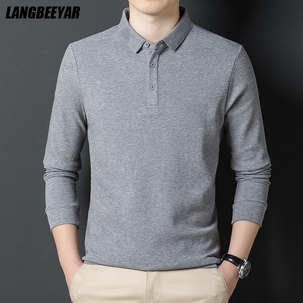 men's polos grade fashion designer brand luxury men polo shirt 100% cotton casual long sleeve solid color men clothes 230210, White;black
men's polos grade fashion designer brand luxury men polo shirt 100% cotton casual long sleeve solid color men clothes 230210, White;black