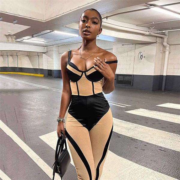 women's two piece pants wind 2022 spring women's new mesh perspective contrast panel high waist tight strap jumpsuit t230210, White
women's two piece pants wind 2022 spring women's new mesh perspective contrast panel high waist tight strap jumpsuit t230210, White
