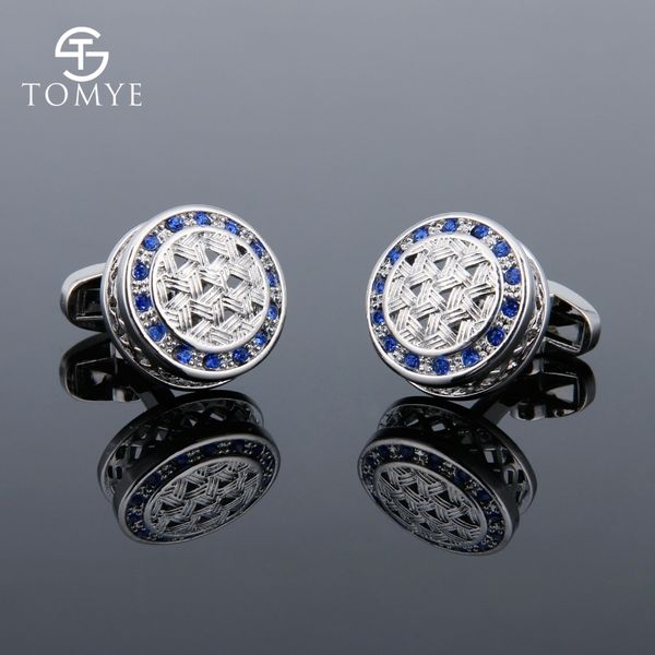 cuff links tomye men's high-quality french shirt round hollow blue crystal cufflinks business wedding luxury jewelry fashion xk18s026 2, Silver
cuff links tomye men's high-quality french shirt round hollow blue crystal cufflinks business wedding luxury jewelry fashion xk18s026 2, Silver
