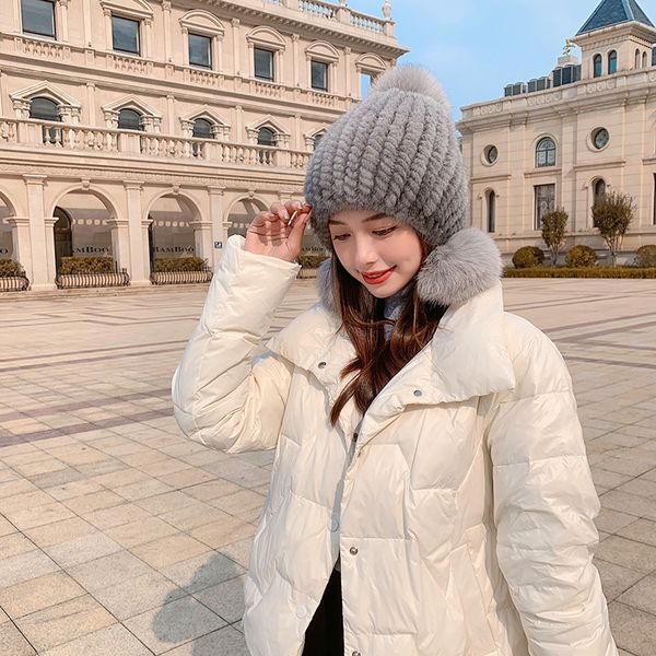 womens real mink fur hat knitted beanie warm earmuffs w real fox fur ball cap gift, Blue;gray
womens real mink fur hat knitted beanie warm earmuffs w real fox fur ball cap gift, Blue;gray