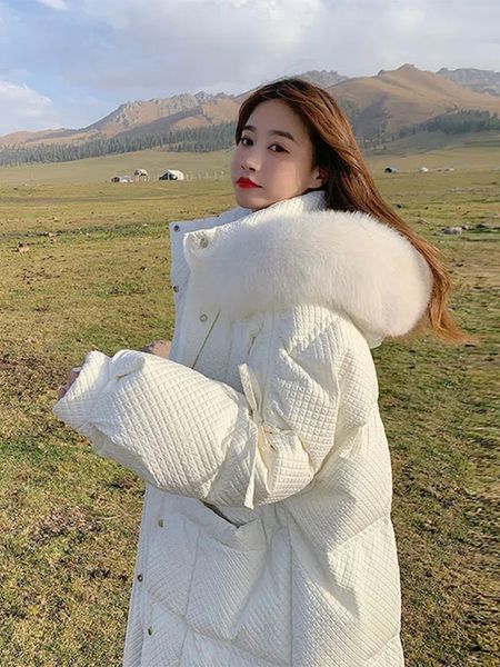 women's down parkas winter big fur collar hooded jacket women fashion long cotton coat female warm thickened clothes 230210, Black
women's down parkas winter big fur collar hooded jacket women fashion long cotton coat female warm thickened clothes 230210, Black