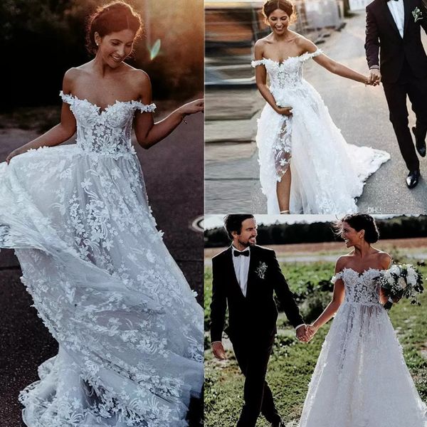 2023 bohemian bridal gowns off the shoulder lace 3d floral appliques a line beach wedding dress sweep train bhoh wedding dresses, White
2023 bohemian bridal gowns off the shoulder lace 3d floral appliques a line beach wedding dress sweep train bhoh wedding dresses, White