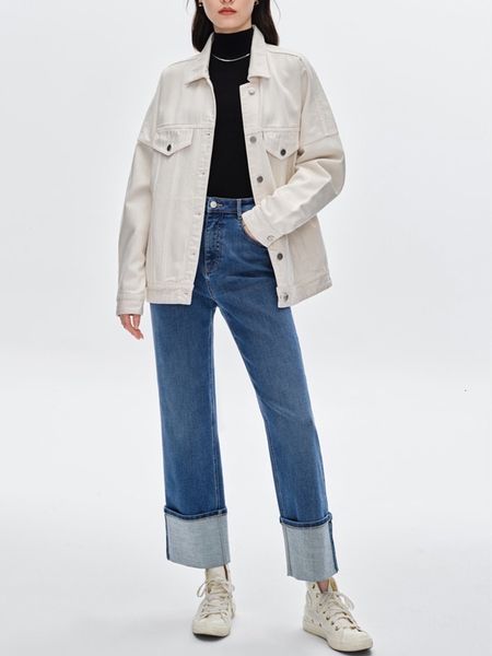 women's jean cuffed design single button pockets straight casual 2023 spring summer denim pants 230209, Blue
women's jean cuffed design single button pockets straight casual 2023 spring summer denim pants 230209, Blue