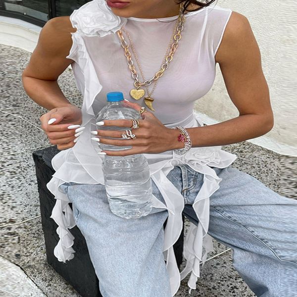 women's t-shirt white mesh ruffle summer y2k fashion lace up tee see through backless for women sleeveless t-shirt 2023 streetwear
women's t-shirt white mesh ruffle summer y2k fashion lace up tee see through backless for women sleeveless t-shirt 2023 streetwear