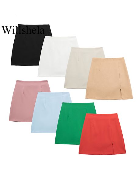 women's shorts willshela women fashion solid slit back zipper skirts vintage high waist female chic lady 230209, White;black
women's shorts willshela women fashion solid slit back zipper skirts vintage high waist female chic lady 230209, White;black