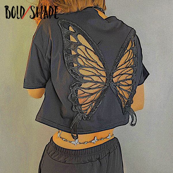 women's t-shirt bold shade y2k indie aesthetic goblincore tee shirts short sleeve unicolor butterfly hollow out crop grunge style wome, White
women's t-shirt bold shade y2k indie aesthetic goblincore tee shirts short sleeve unicolor butterfly hollow out crop grunge style wome, White