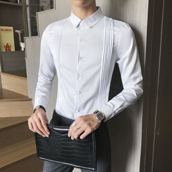 men's casual shirts tuxedo women luxury british style pleated gentleman wedding dress longsleeved clothing 230209, White;black
men's casual shirts tuxedo women luxury british style pleated gentleman wedding dress longsleeved clothing 230209, White;black