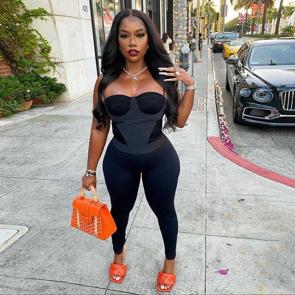 women's two piece pants wind 2021 fall women's new suspender color contrast stitching high waist tight casual sports jumpsuit t230, White
women's two piece pants wind 2021 fall women's new suspender color contrast stitching high waist tight casual sports jumpsuit t230, White