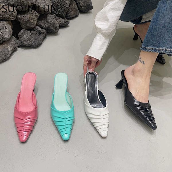 sandals suojialun 2023 spring new women slipper fashion pleated slip on mules shoes thin high heel ladies elegant sandal dress slides t23020, Black
sandals suojialun 2023 spring new women slipper fashion pleated slip on mules shoes thin high heel ladies elegant sandal dress slides t23020, Black