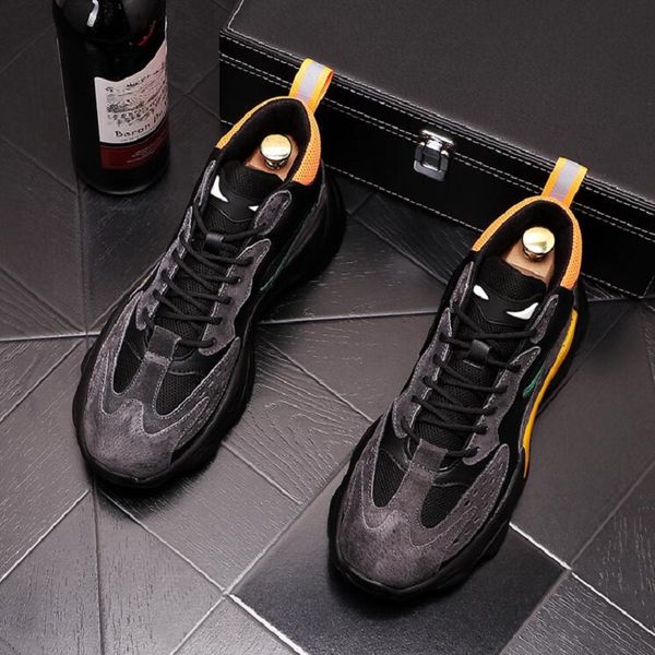 men leisure breathable shoes lace-up thick bottom sneakers street style youth footwear male d2a6, Black
men leisure breathable shoes lace-up thick bottom sneakers street style youth footwear male d2a6, Black