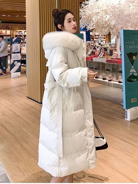 women's down parkas winter long hooded white jacket large fur collarover warm thickened coat female 230210, Black
women's down parkas winter long hooded white jacket large fur collarover warm thickened coat female 230210, Black
