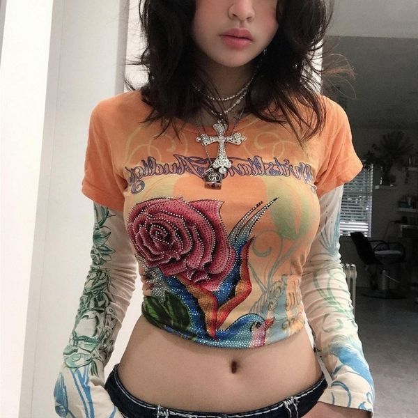 women's t-shirt xingqing y2k diamond fairy grunge streetwear e-girl floral printed slim women short tees retro long sleeve tshirt 23021, White
women's t-shirt xingqing y2k diamond fairy grunge streetwear e-girl floral printed slim women short tees retro long sleeve tshirt 23021, White