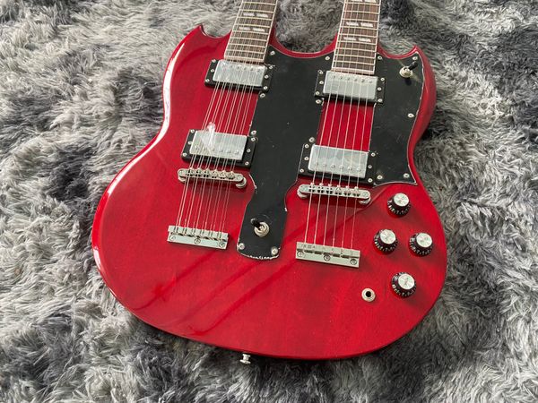 oem guitar two headstock transparent red color 12and 6 strins mahogany body and neck
oem guitar two headstock transparent red color 12and 6 strins mahogany body and neck